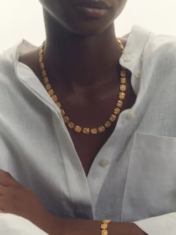 Reiss Gold Tone Millie Molten Square Bracelet New