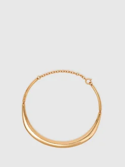 Reiss Gold Tone Poppy Polished Curve Choker Hot