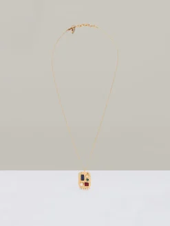 Reiss Gold Tone Skylar Crystal Rectangle Pendant Necklace New