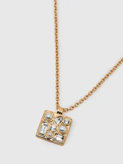 Reiss Gold Zoe Tone Square Pendant Necklace Clearance