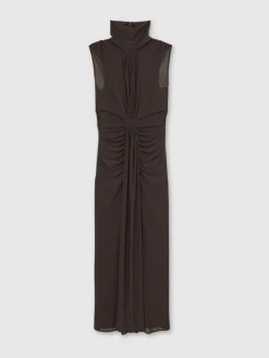 Reiss Daniella Ruched Sleeveless Maxi Dress Grape Sale