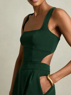 Reiss Dion Wide-Leg Cut-Out Jumpsuit Green Hot
