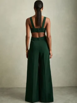 Reiss Dion Wide-Leg Cut-Out Jumpsuit Green Hot