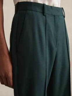 Reiss Green Jade Wool-Blend Wide-Leg Suit Trousers Discount