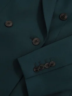 Reiss Green Jade Wool-Blend Double-Breasted Suit Blazer Discount