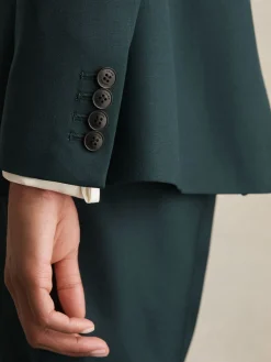 Reiss Jade Wool-Blend Single-Breasted Suit Blazer Green New