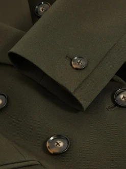 Reiss Green Priya Twill Double-Breasted Blazer Online