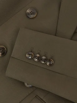 Reiss Solene Wool-Blend Double-Breasted Suit Blazer Green