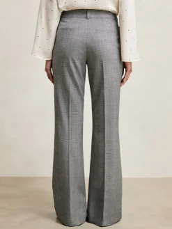 Reiss Grey Brooklyn Check Flared Suit Trousers Online