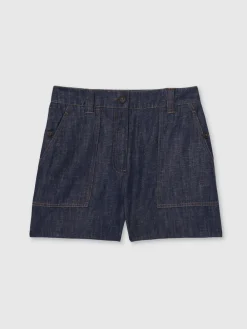 Reiss Ashby Linen Shorts Indigo Clearance