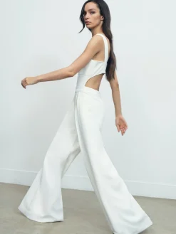 Reiss Ivory Dion Wide-Leg Cut-Out Jumpsuit Clearance