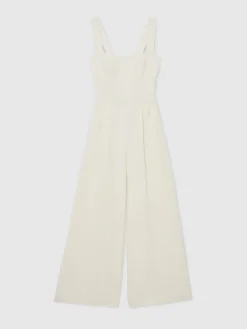 Reiss Ivory Dion Wide-Leg Cut-Out Jumpsuit Clearance