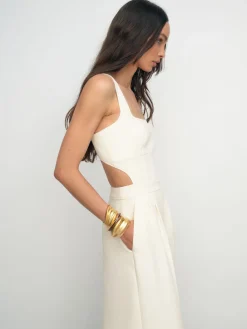 Reiss Ivory Dion Wide-Leg Cut-Out Jumpsuit Clearance