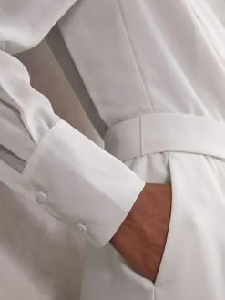 Reiss Ivory Flora Sheer-Sleeve Wide-Leg Tuxedo Jumpsuit Hot