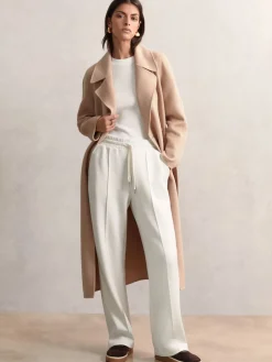 Reiss Jemma Petite Premium Interlock Wide-Leg Joggers Ivory