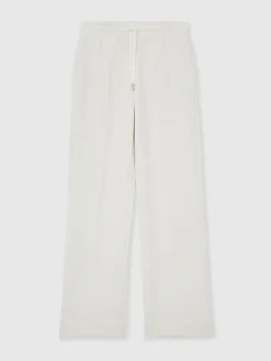Reiss Jemma Premium Interlock Wide-Leg Joggers Ivory Discount