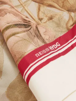 Reiss Light Khaki Santana | NYBG Satin Floral-Print Shorts Discount