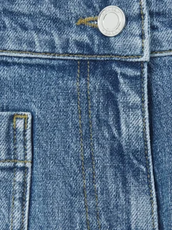 Reiss Kira Mid-Rise Patch Pocket Denim Shorts Mid Blue Discount