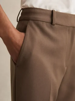 Reiss Gabi Petite Slim-Fit Suit Trousers Mink Neutral Clearance