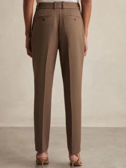 Reiss Gabi Petite Slim-Fit Suit Trousers Mink Neutral Clearance