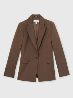 Reiss Gabi Petite Tailored Single Breasted Suit Blazer Mink Neutral Sale