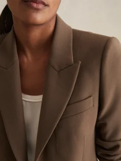 Reiss Gabi Petite Tailored Single Breasted Suit Blazer Mink Neutral Sale