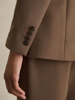 Reiss Gabi Petite Tailored Single Breasted Suit Blazer Mink Neutral Sale