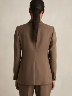 Reiss Gabi Tailored Single Breasted Suit Blazer Mink Neutral Discount