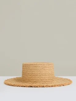 Reiss Natural Freya Straw Boater Hat Sale