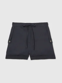 Reiss Navy Cara 100% Linen Beach Shorts Discount