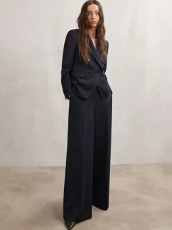 Reiss Gabi Double-Breasted Suit Blazer Navy Online