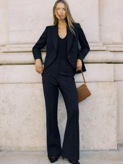Reiss Gabi Flared Suit Trousers Navy Hot