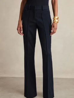 Reiss Gabi Petite Flared Suit Trousers Navy Online