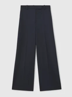 Reiss Gabi Petite Wide-Leg Suit Trousers Navy Sale