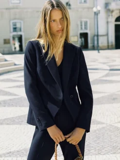 Reiss Gabi Tailored Single Breasted Suit Blazer Navy