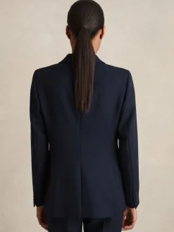 Reiss Gabi Tailored Single Breasted Suit Blazer Navy