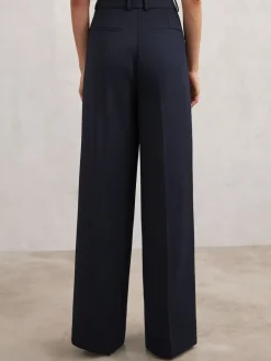 Reiss Gabi Wide-Leg Suit Trousers Navy Best