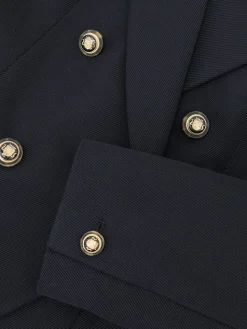 Reiss Gigi Wool-Blend Double-Breasted Blazer Navy Sale