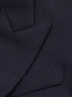 Reiss Navy Hallie Petite Textured Double Breasted Suit Blazer Outlet