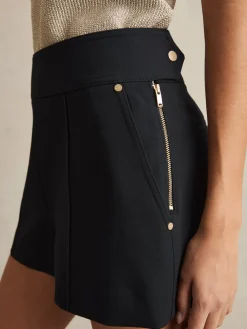 Reiss Navy Immie Stud-Detail Tailored Shorts