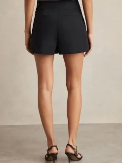 Reiss Navy Immie Stud-Detail Tailored Shorts