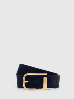 Reiss Iyla Suede Half Keeper Belt Navy Clearance