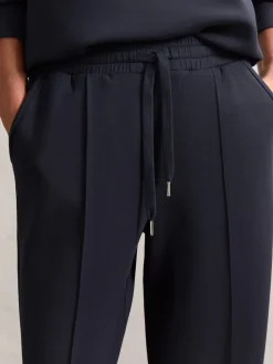 Reiss Jemma Petite Premium Interlock Wide-Leg Joggers Navy New