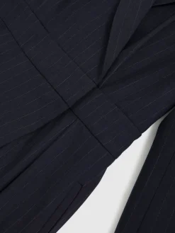 Reiss Navy Rhoda Pinstripe Tailored Wide-Leg Jumpsuit with Wool Outlet