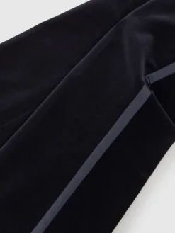 Reiss Navy Verda Velvet Satin-Stripe Flared Trousers Discount