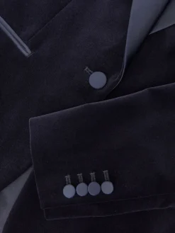 Reiss Navy Verda Velvet Single-Breasted Tuxedo Blazer Best
