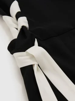 Reiss Navy/White Emma Lace-Up Side Wide-Leg Jumpsuit