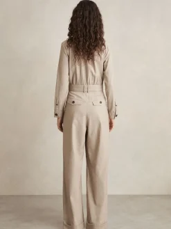 Reiss Neutral Abigail Tailored Wide Leg Jumpsuit Hot