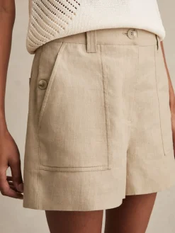 Reiss Neutral Ashby Linen Shorts Best