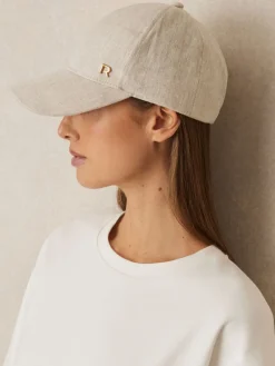 Reiss Neutral Lilly Linen Logo Baseball Cap Sale